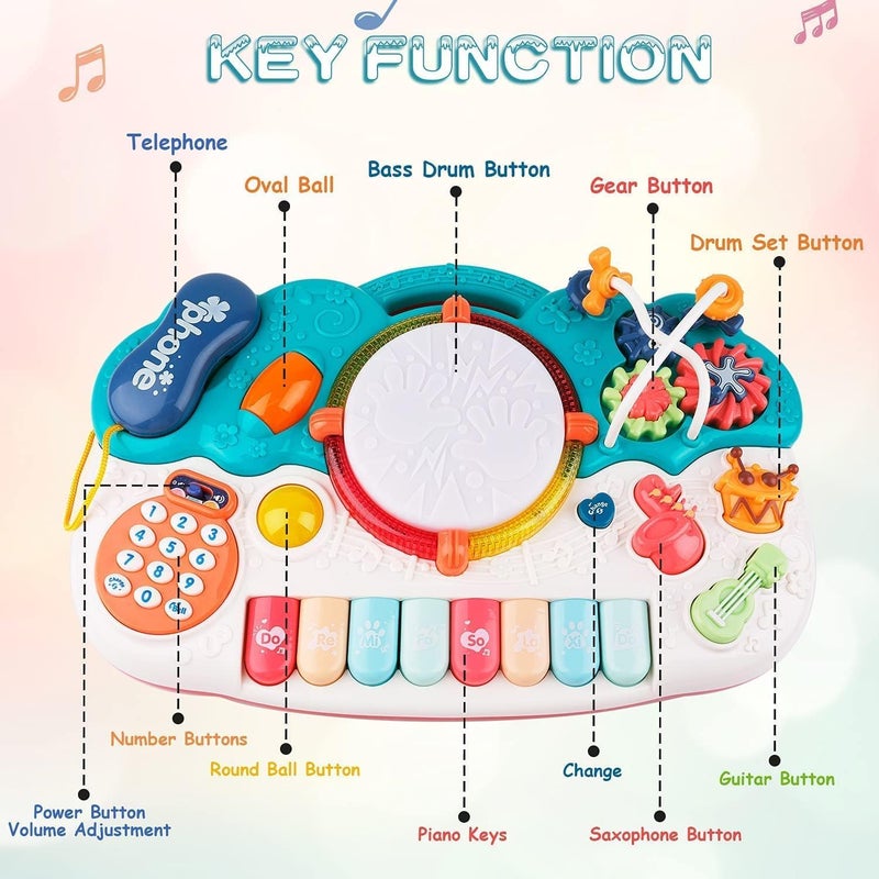 ST ZONE Baby Musical Toys, 12 to 18 Months Toddler Toy, 6-in-1 Kids Keyboard Piano Drum Musical Instruments, Learning Educational Tabletop Game, Birthday Gift for 1 2 3 Years Old Girls Boys - Image 4
